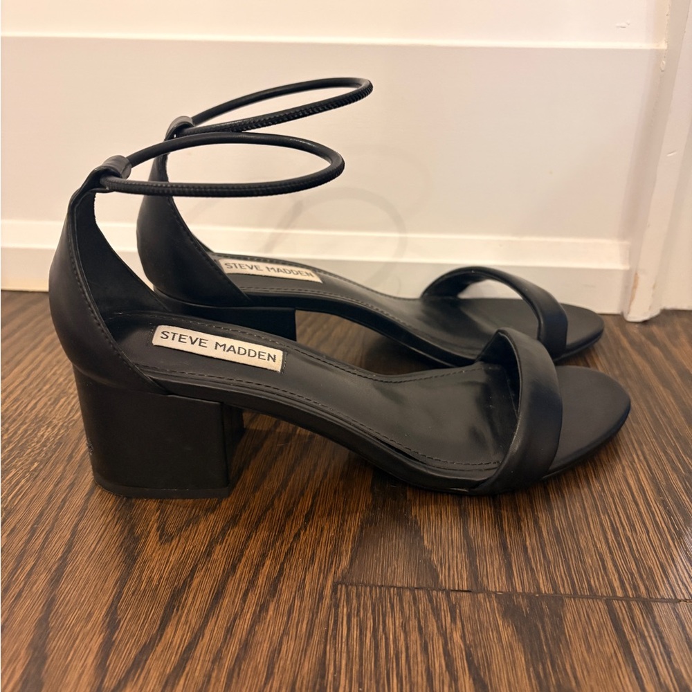Steve Madden Black Irene Block Heel Ankle-Strap Sandals